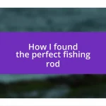 How I found the perfect fishing rod