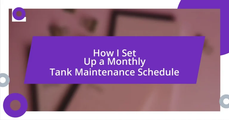 How I Set Up a Monthly Tank Maintenance Schedule