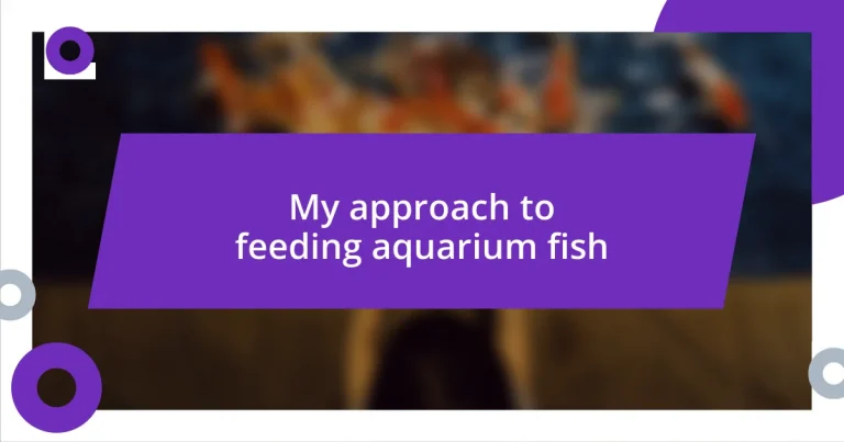 My approach to feeding aquarium fish