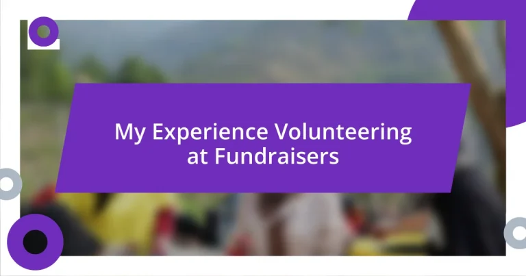 My Experience Volunteering at Fundraisers