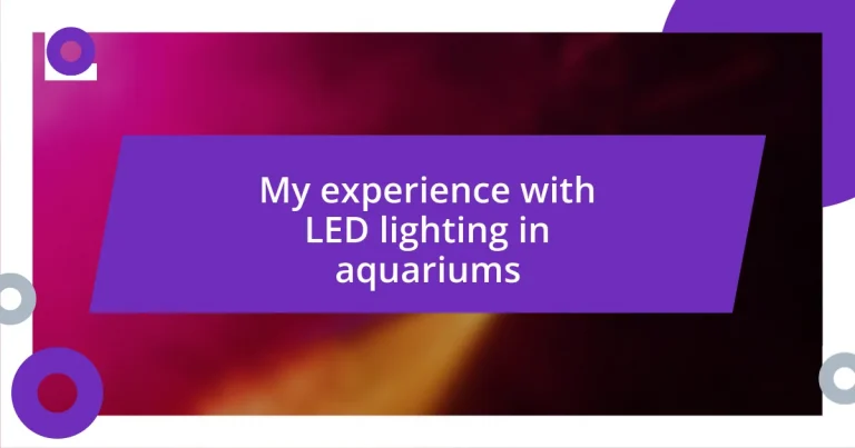 My experience with LED lighting in aquariums