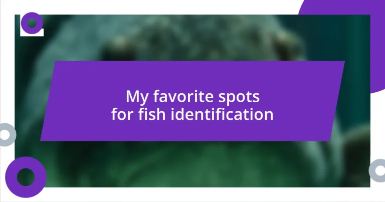 My favorite spots for fish identification