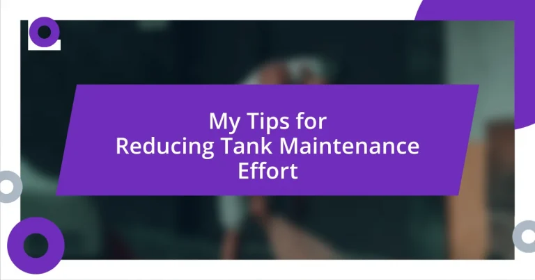 My Tips for Reducing Tank Maintenance Effort