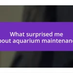 What surprised me about aquarium maintenance