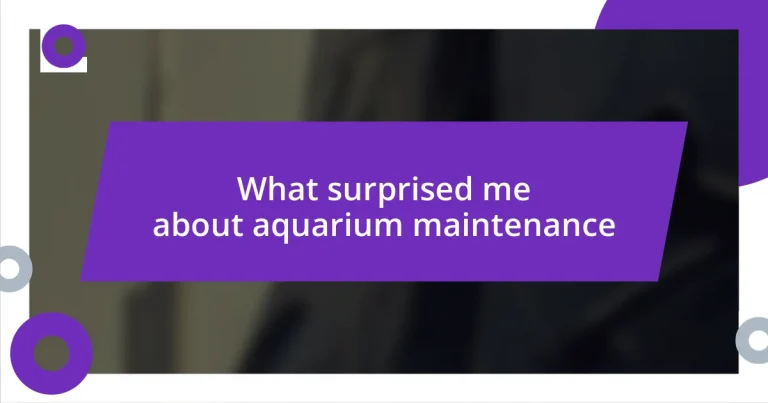 What surprised me about aquarium maintenance