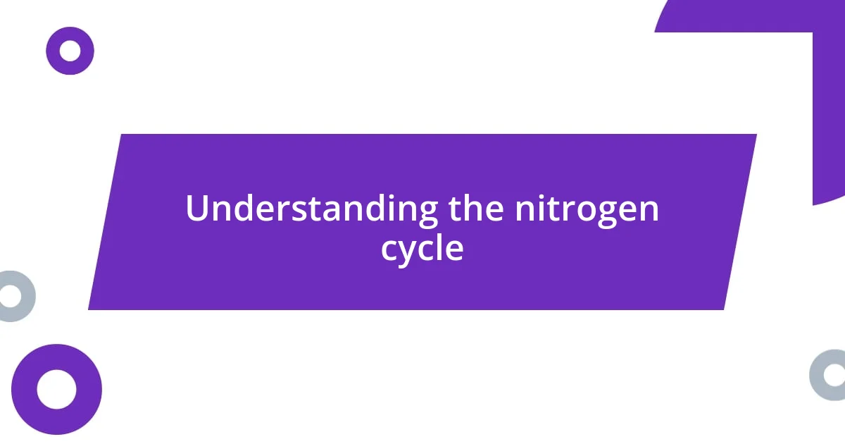 Understanding the nitrogen cycle